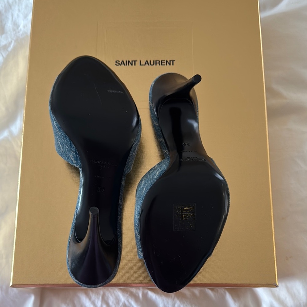 Saint Laurent Women's Denim Mules - Picture 3 of 3